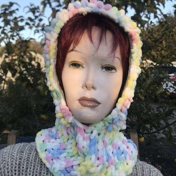 Multicolored soft acrylic hood  balaclava - Picture 2 of 4